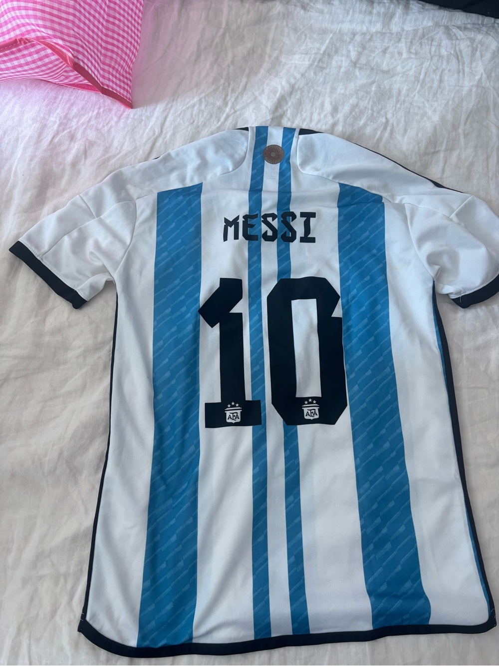 Adidas Argentina Messi World Cup Jersey - White & Sky Blue (Number 10) - Picture 3 of 3